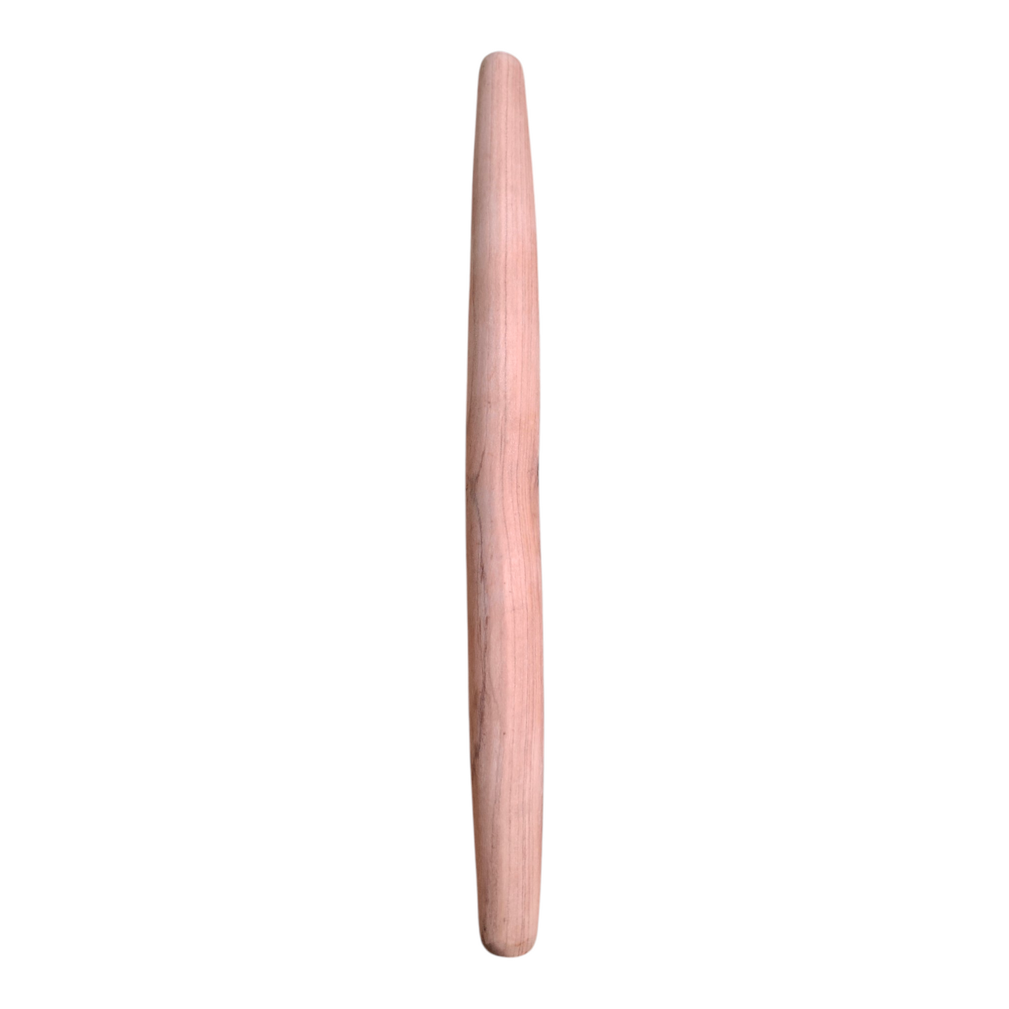 Traditional tapered chapati rolling pin handcrafted from marbled Kenyan olive wood, shown on a white background.