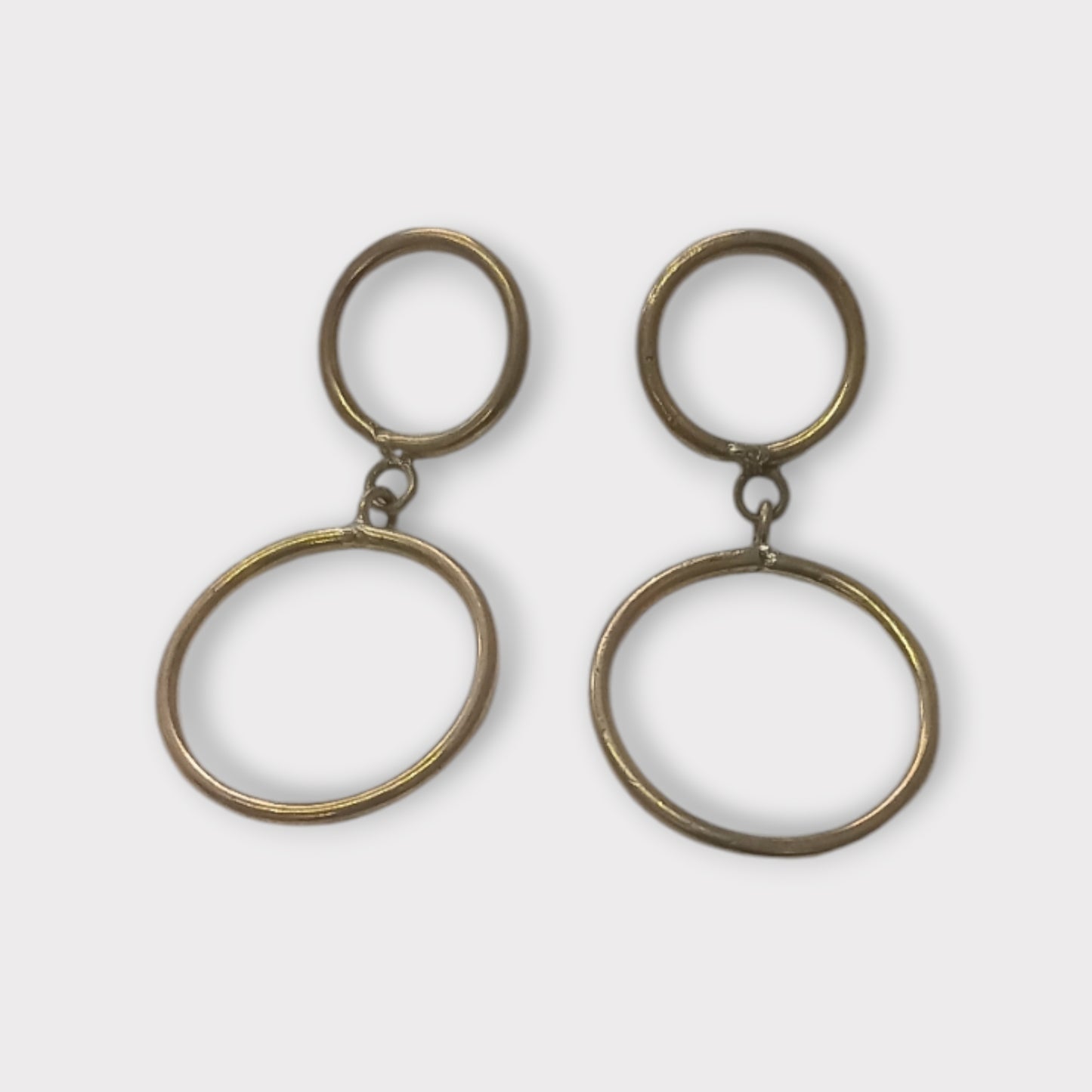Handmade Kenyan Double Circle Brass Stud Earrings, Modern Gold Jewelry