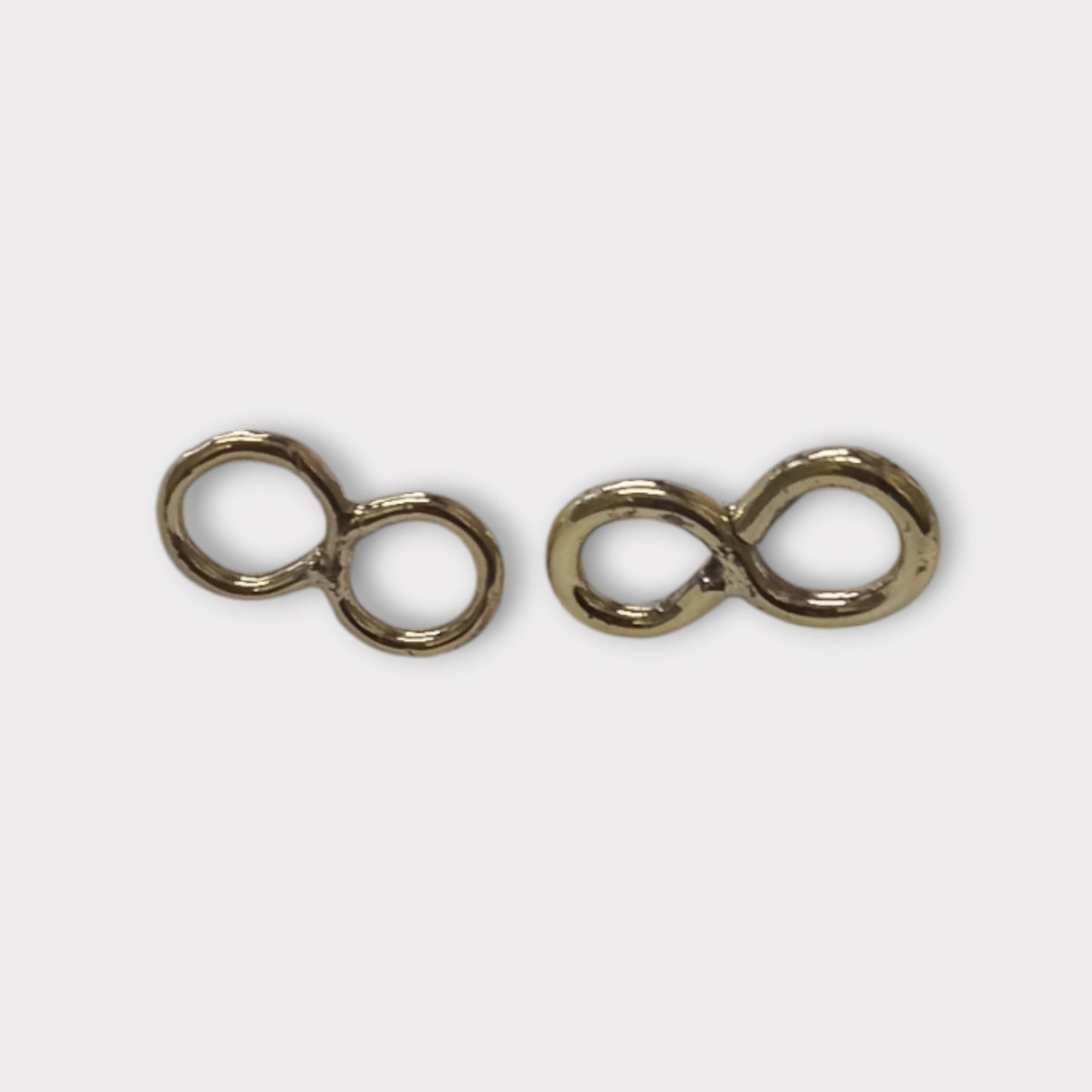 Handcrafted Kenyan Brass Infinity Stud Earrings, Gold Tone Jewelry