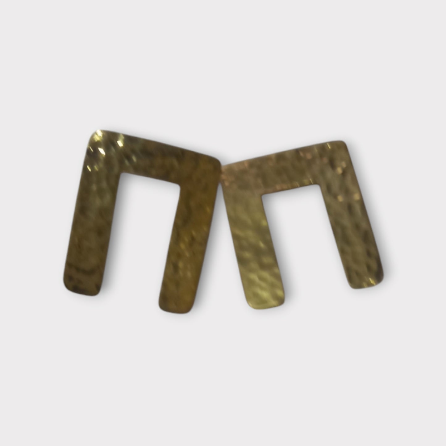 Handcrafted Kenyan Brass U-Shaped Stud Earrings with Hammered Finish