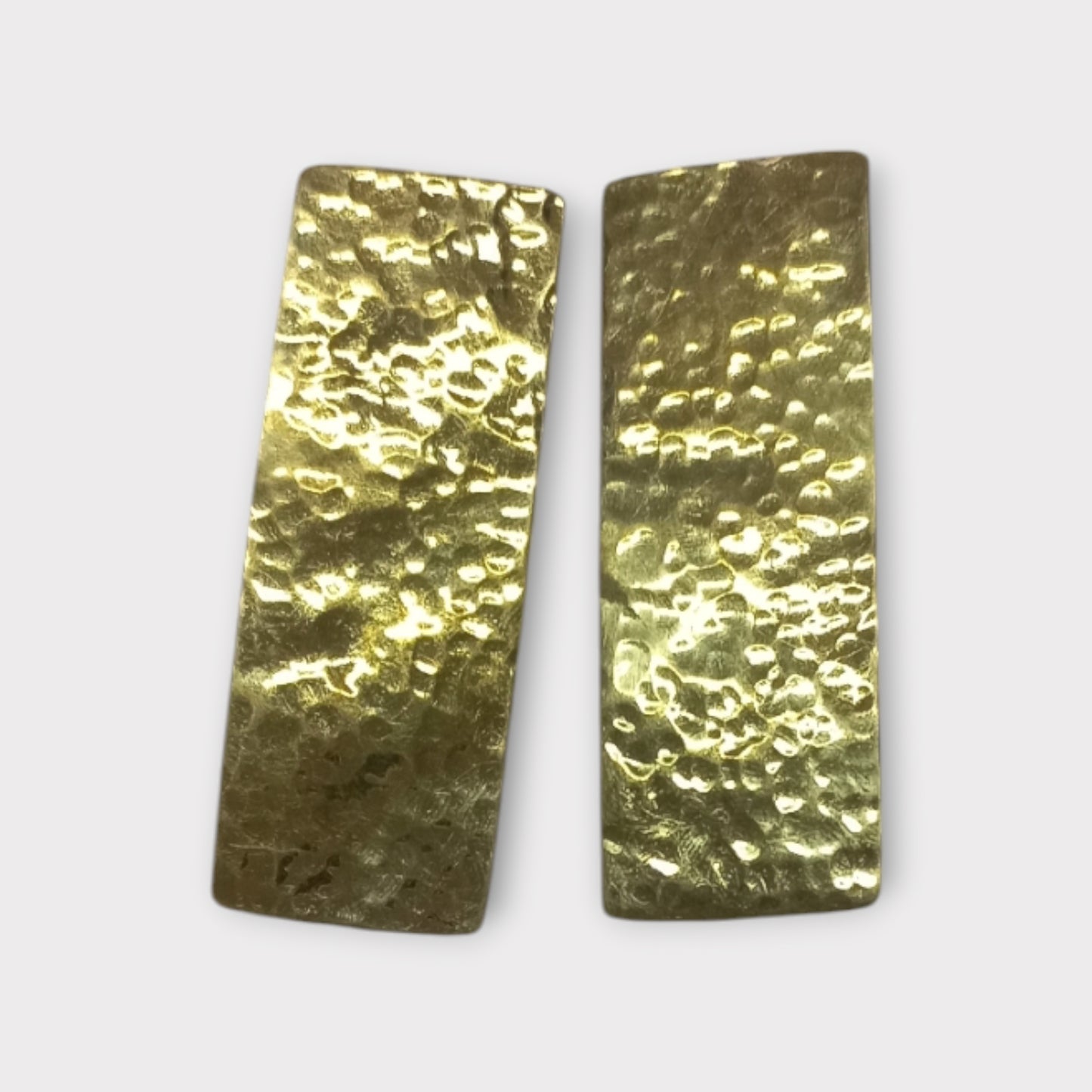 Handcrafted Kenyan Brass Rectangular Stud Earrings with Hammered Finish