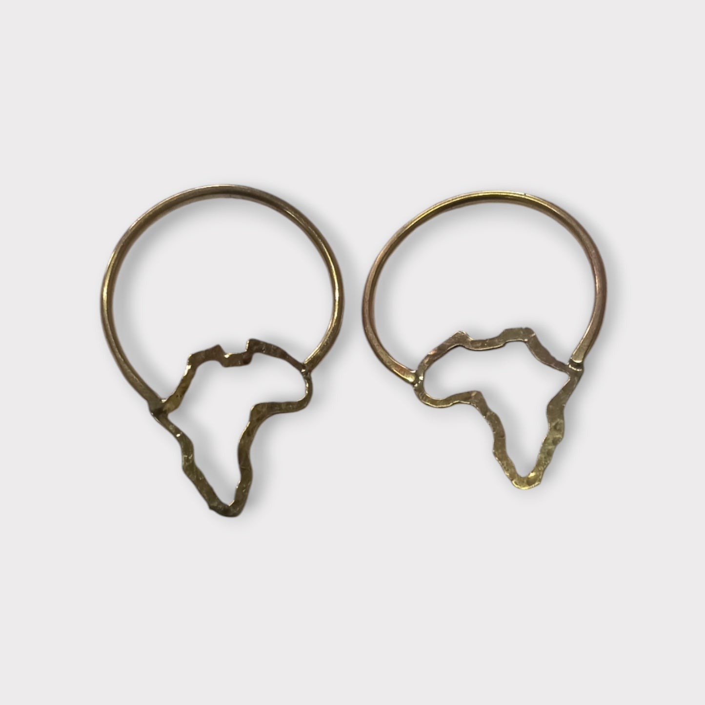 Handcrafted Kenyan Brass African Map Outline Hoop Earrings