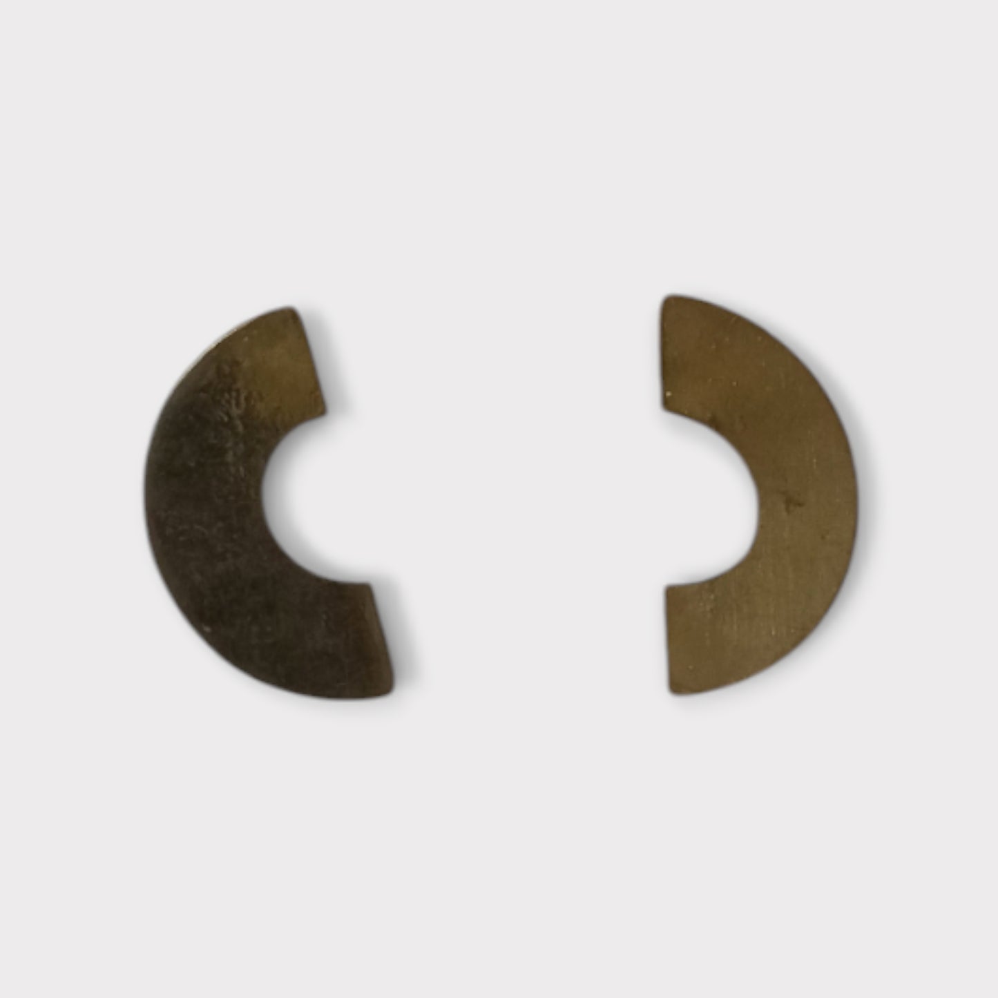 Handcrafted Kenyan Brass Half-Moon Stud Earrings, Smooth Minimalist Design
