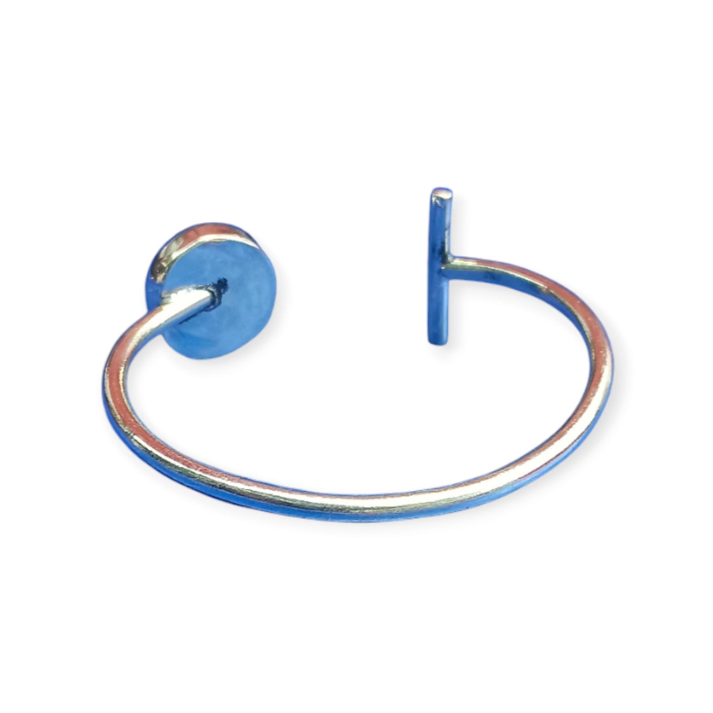 Handcrafted Kenyan brass open cuff bracelet featuring a unique design with a circular mystical patterned stone and a rectangular metal bar.