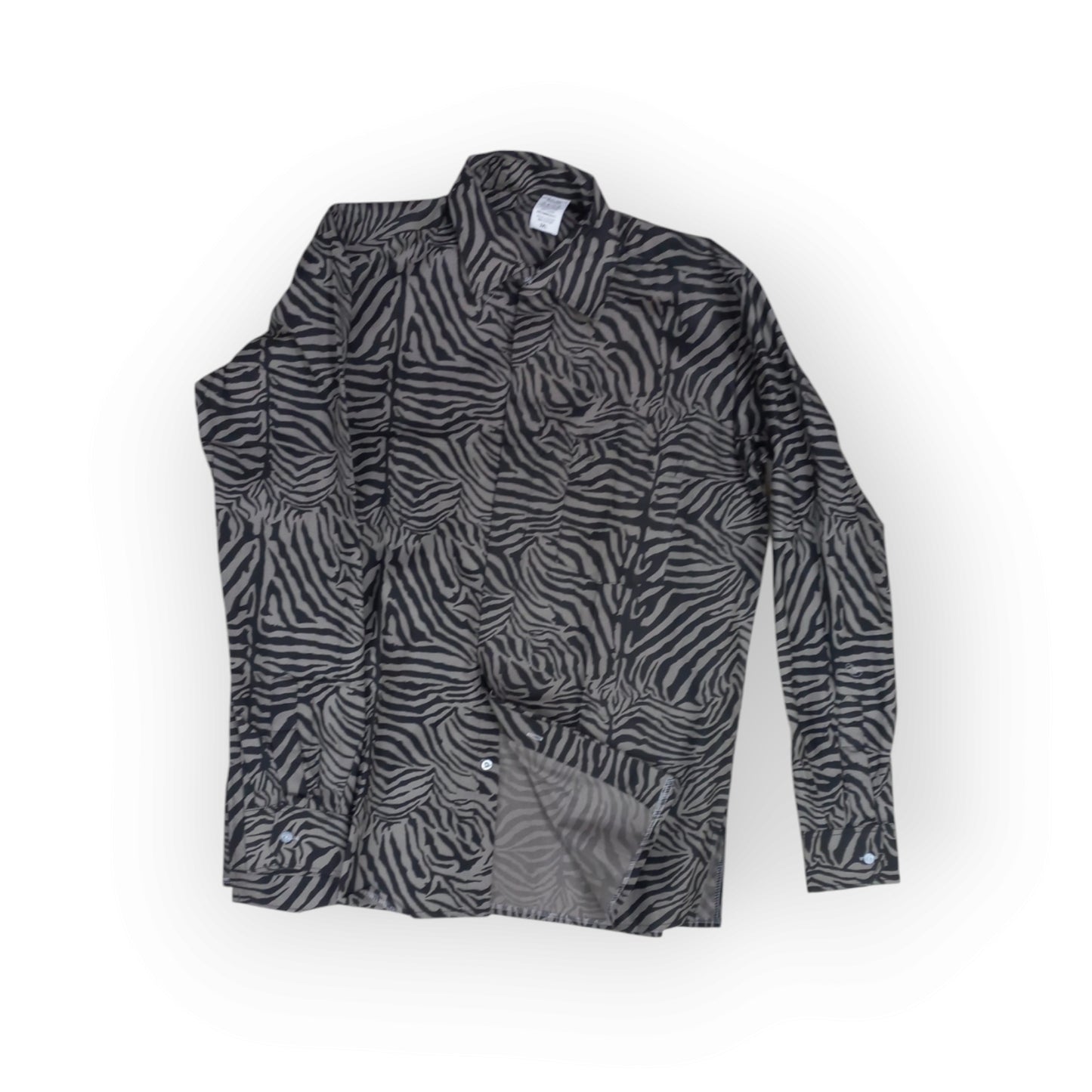 Authentic Rivatex Kenyan Presidential shirt with zebra pattern, famously worn by Uhuru Kenyatta.