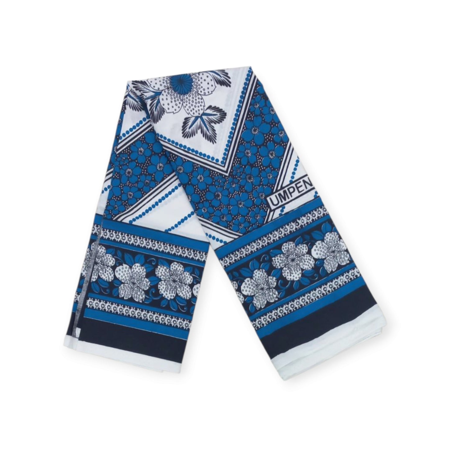 Rivatex Kenyan Leso - Blue White Floral Geometric