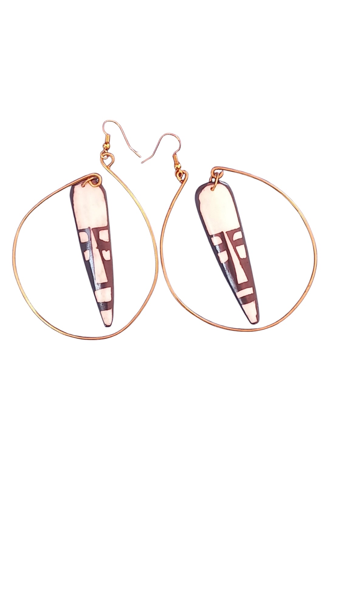 Kenyan Rembo brass and bone hook earrings