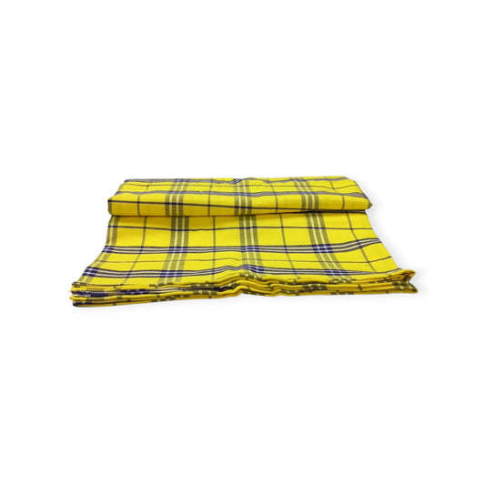 Original handwoven yellow and blue plaid  Maasai shuka - made in Kenya by Rivatex