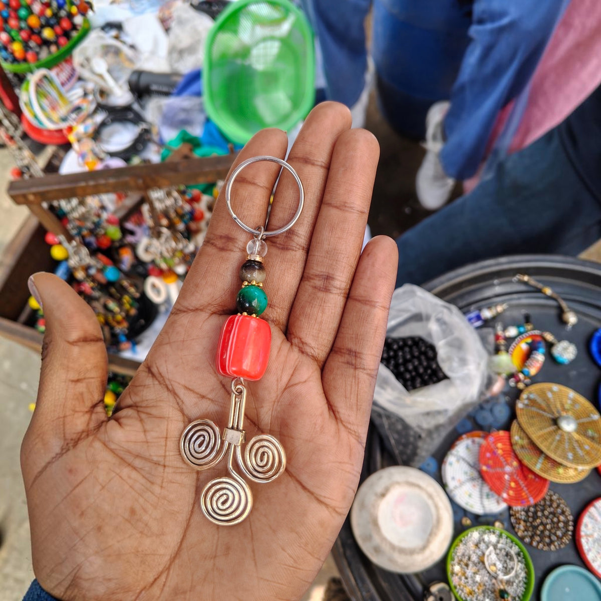 Resin Amber & Brass Spiral Key Holder | Made in Kibera, Kenya
