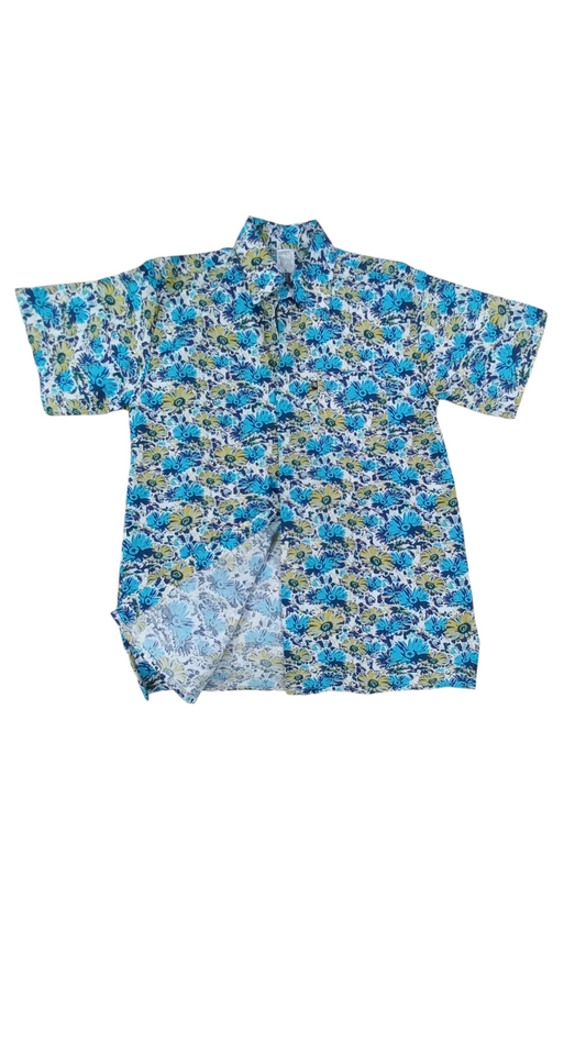 Rivatex blue kitenge cotton short-sleeve men's shirt.