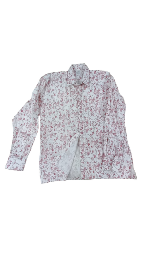 Rivatex men's white cotton shirt with floral pattern