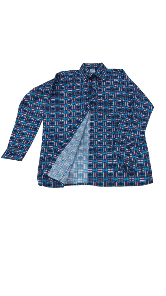 Rivatex blue print kitenge long sleeved shirt for men