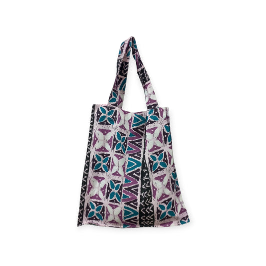 100% cotton tote bag with purple tribal print - made in Kenya