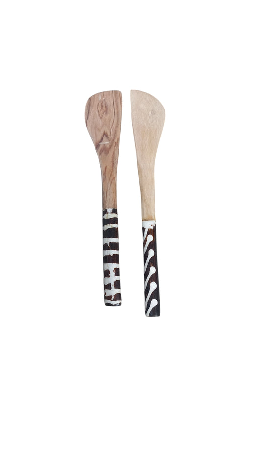 Kenyan siagi wooden butter knives (pair)with a bone crafted handle