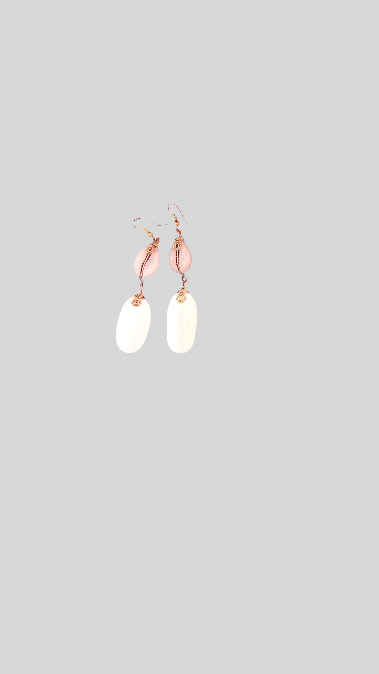 Kenyan nuru bone and brass drop earrings