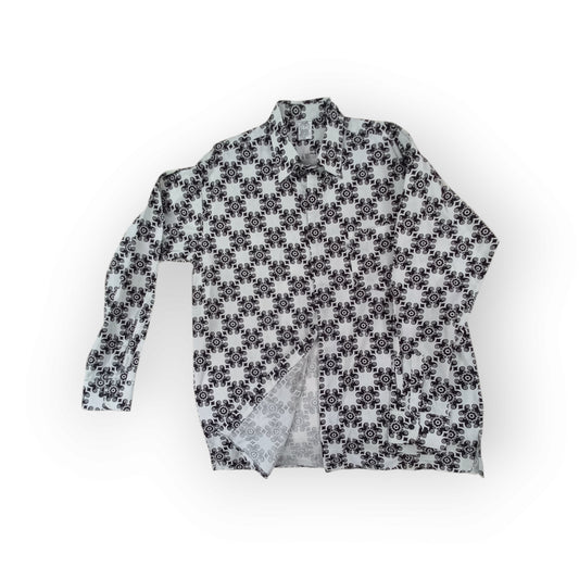 Men's Black & Whie Kitenge shirt| Made in Kenya | Rivatex