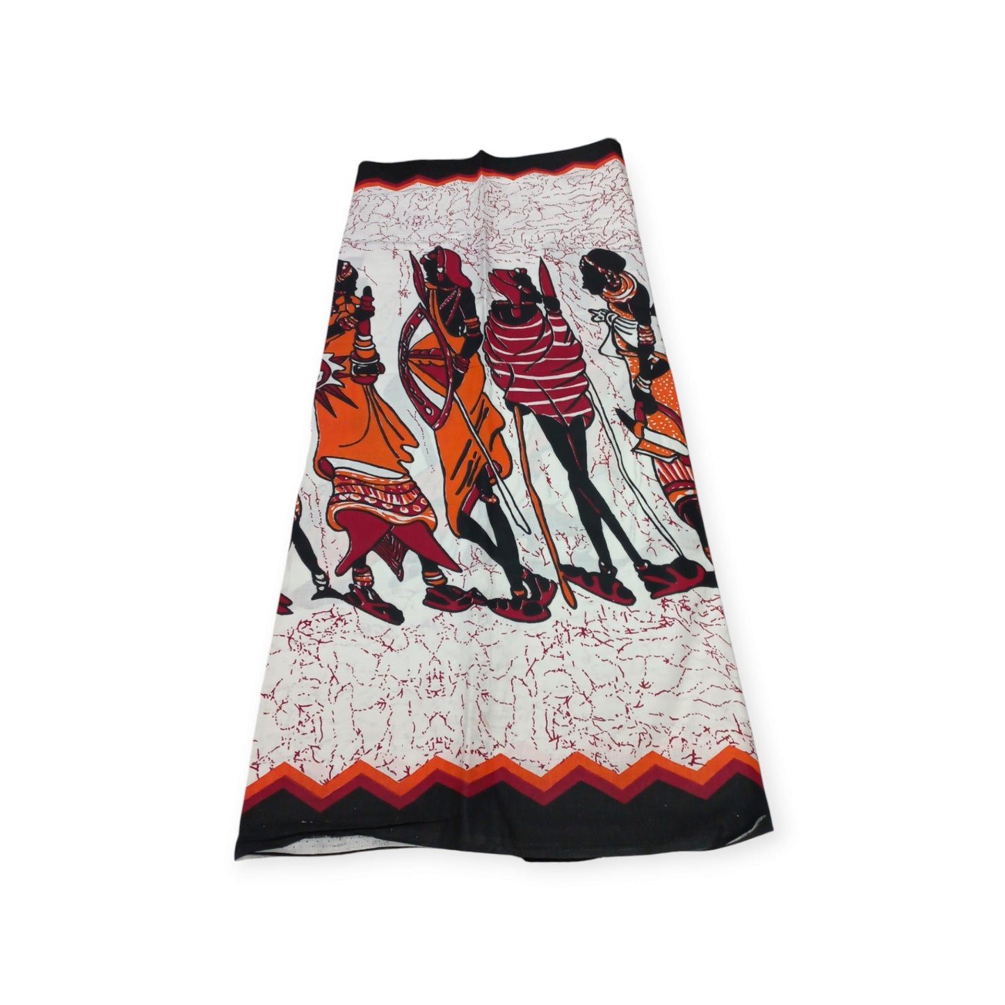 Maasai Silhouettes Cotton Leso, featuring traditional Maasai figures