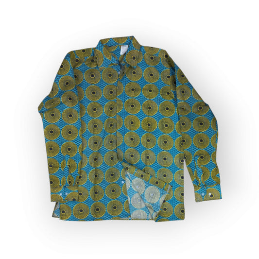 Men's Blue and Yellow Circular Print Shirt | Made in Kenya | Rivatex
