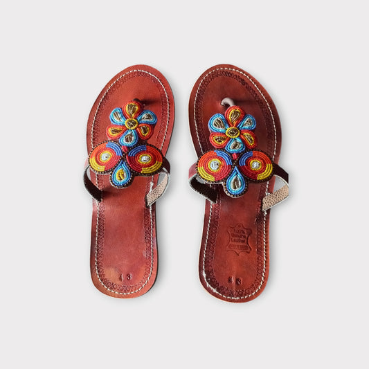 Handcrafted Maasai sandals with intricate beadwork

