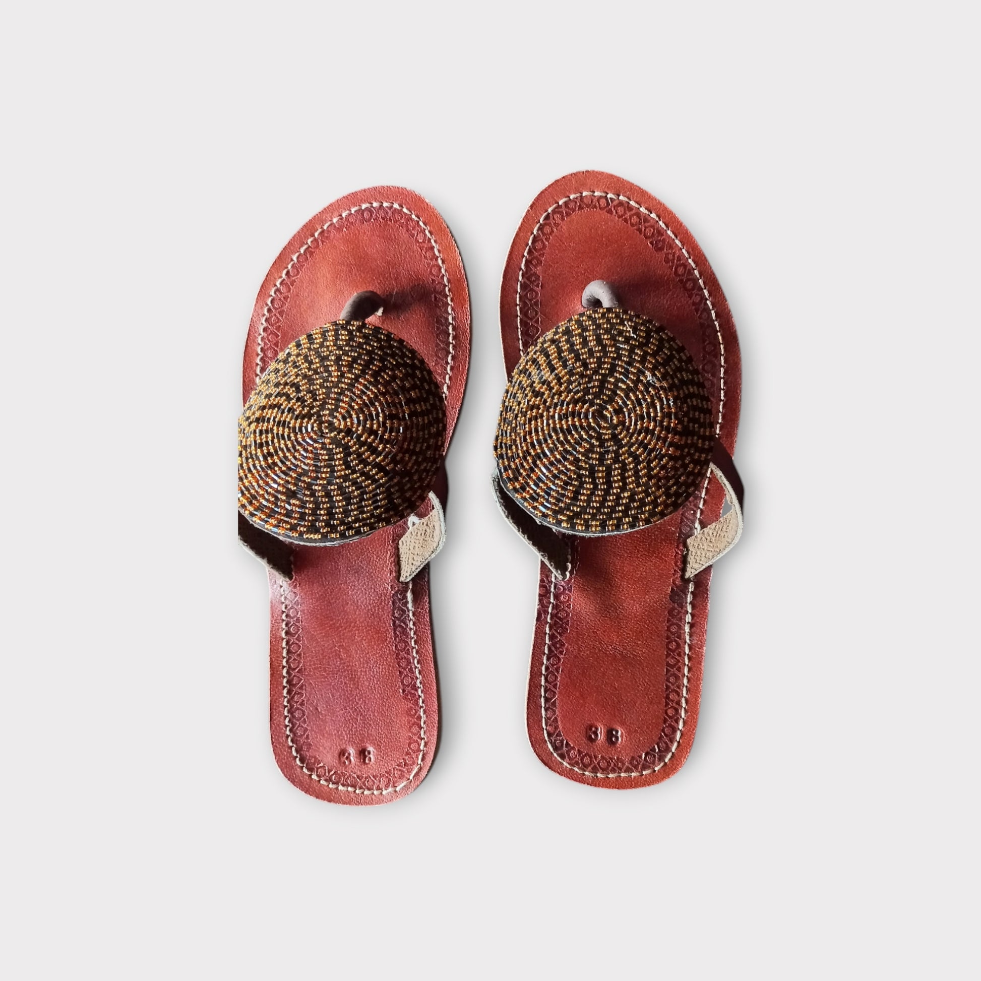 Handcrafted Maasai sandals with intricate beadwork

