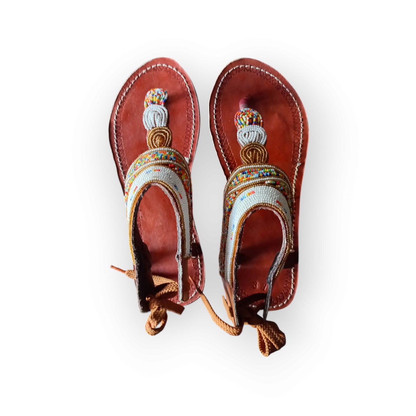 Handcrafted Maasai sandals with intricate beadwork
