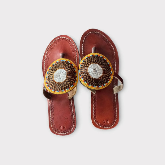 Pair of Leather Maasai Sandals. Handamade in Kenya 
