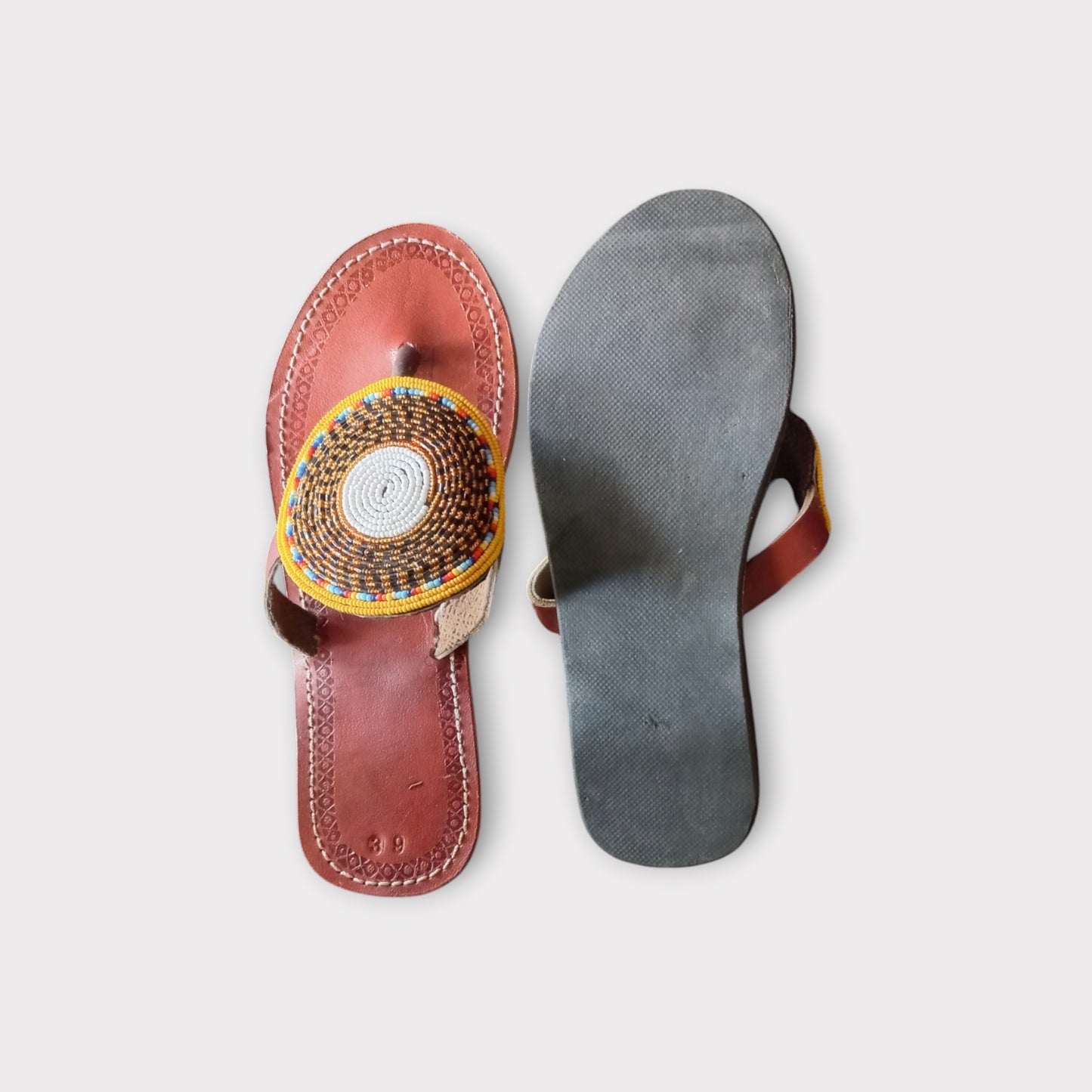 Pair of Leather Maasai Sandals. Handamade in Kenya 
