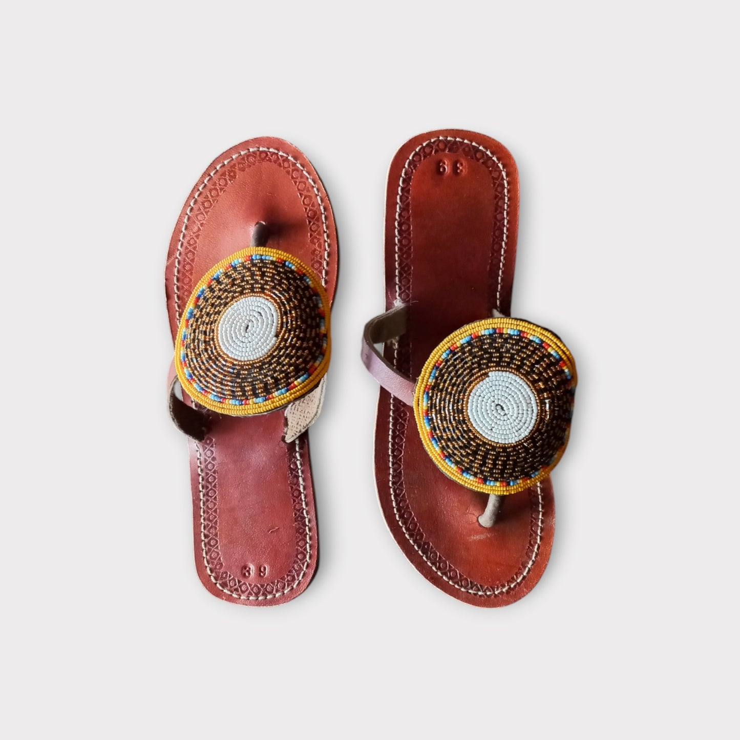 Pair of Leather Maasai Sandals. Handamade in Kenya 
