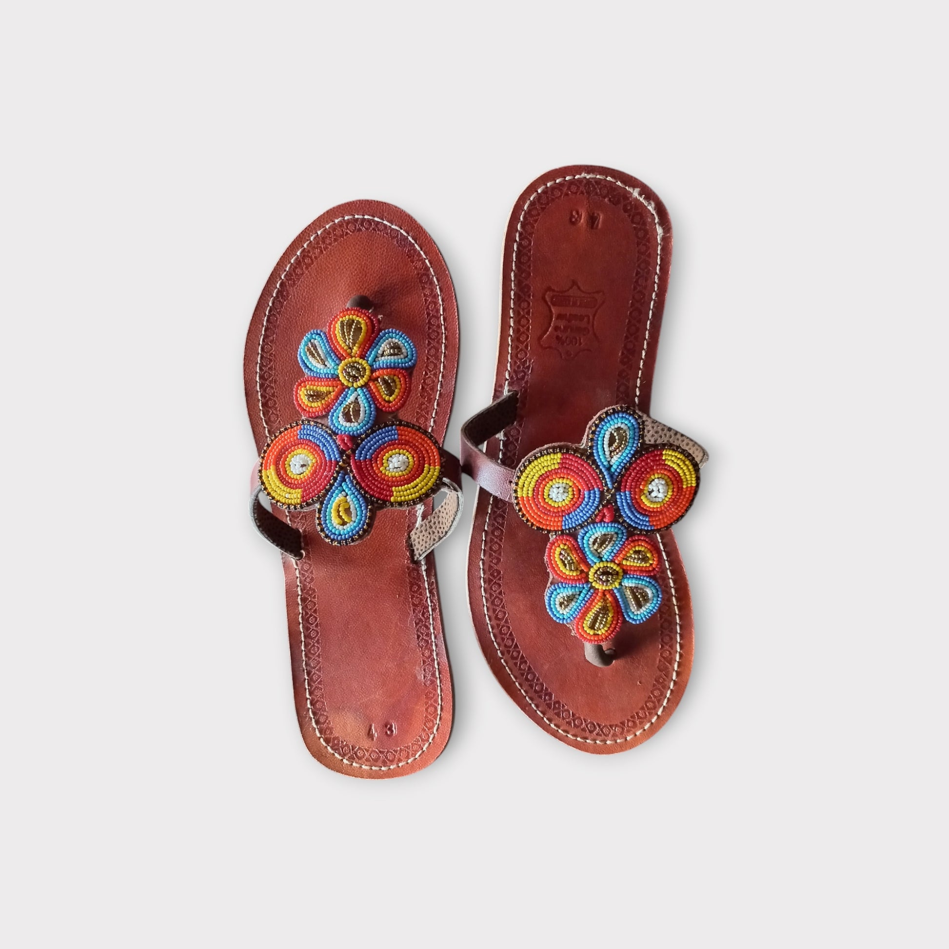 Handcrafted Maasai sandals with intricate beadwork
