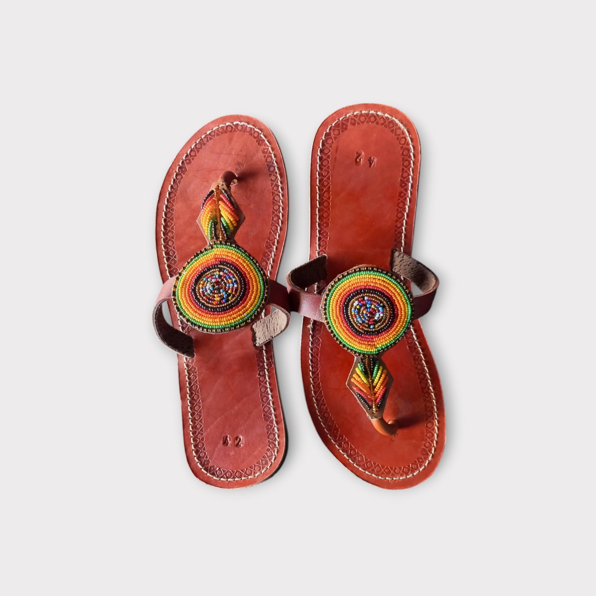 Handcrafted Maasai sandals with intricate beadwork
