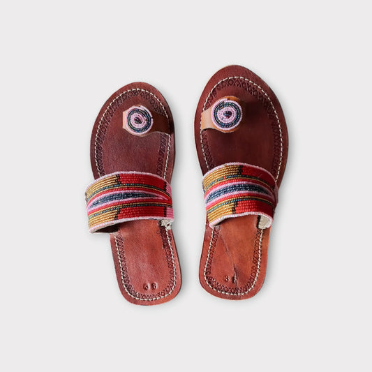 a pair of toe-ring Maasai Sandals. Handmade in Kenya 