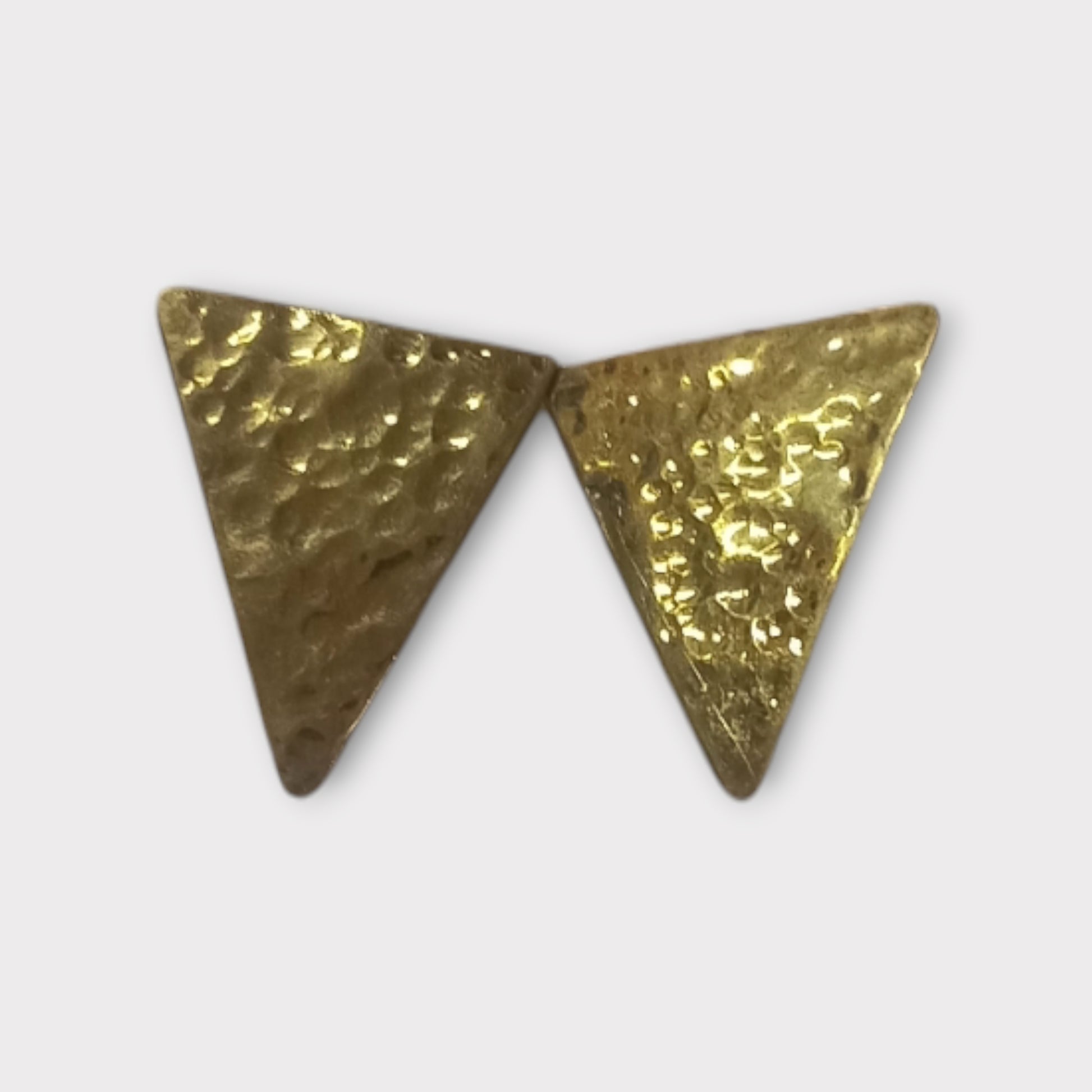 Handmade Kenyan Brass Triangle Stud Earrings - Hammered Finish