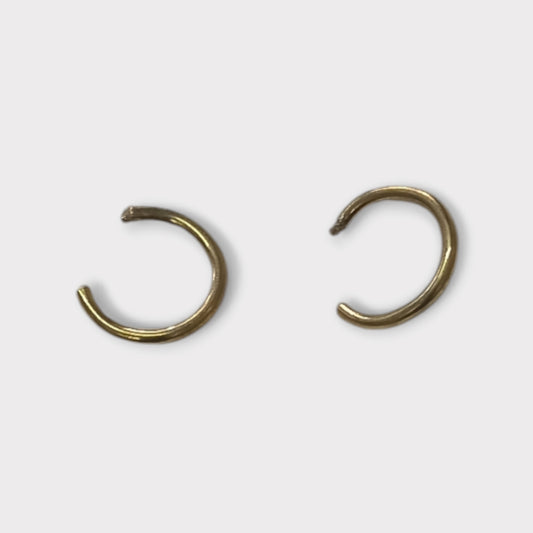 Handcrafted Kenyan Brass C-Shaped Stud Earrings, Minimalist Open Hoop Design