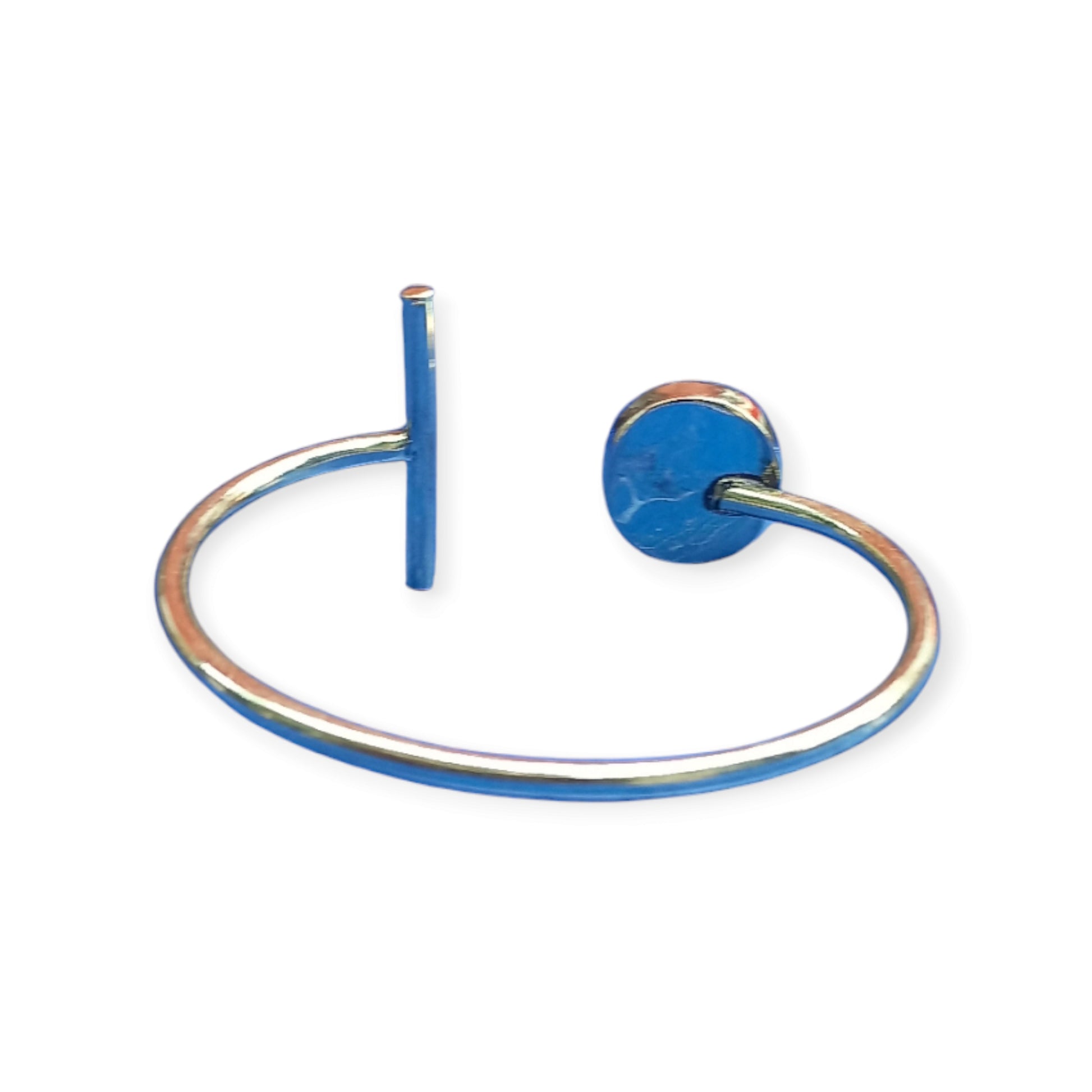 Artistic open brass bracelet with an organic swirled stone and a contemporary bar element.