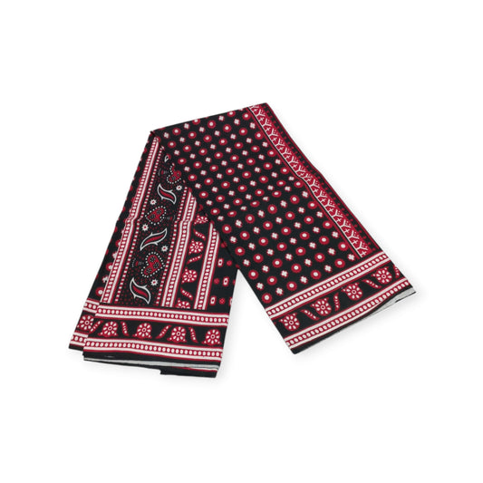 Pair of Rivatex Lesos: Bold Red with Intricate Black and White Geometric & Floral Motifs, Made in Kenya