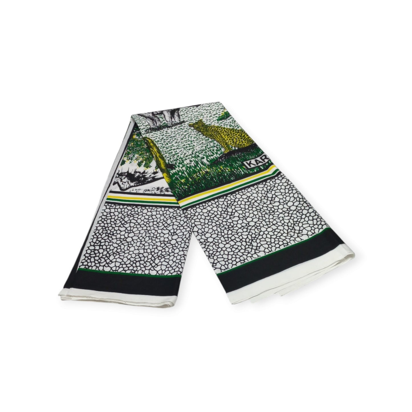 Safari Theme Cotton Kanga from Rivatex - "Karibuni Mbuga Zetu" - Kenyan Textile
