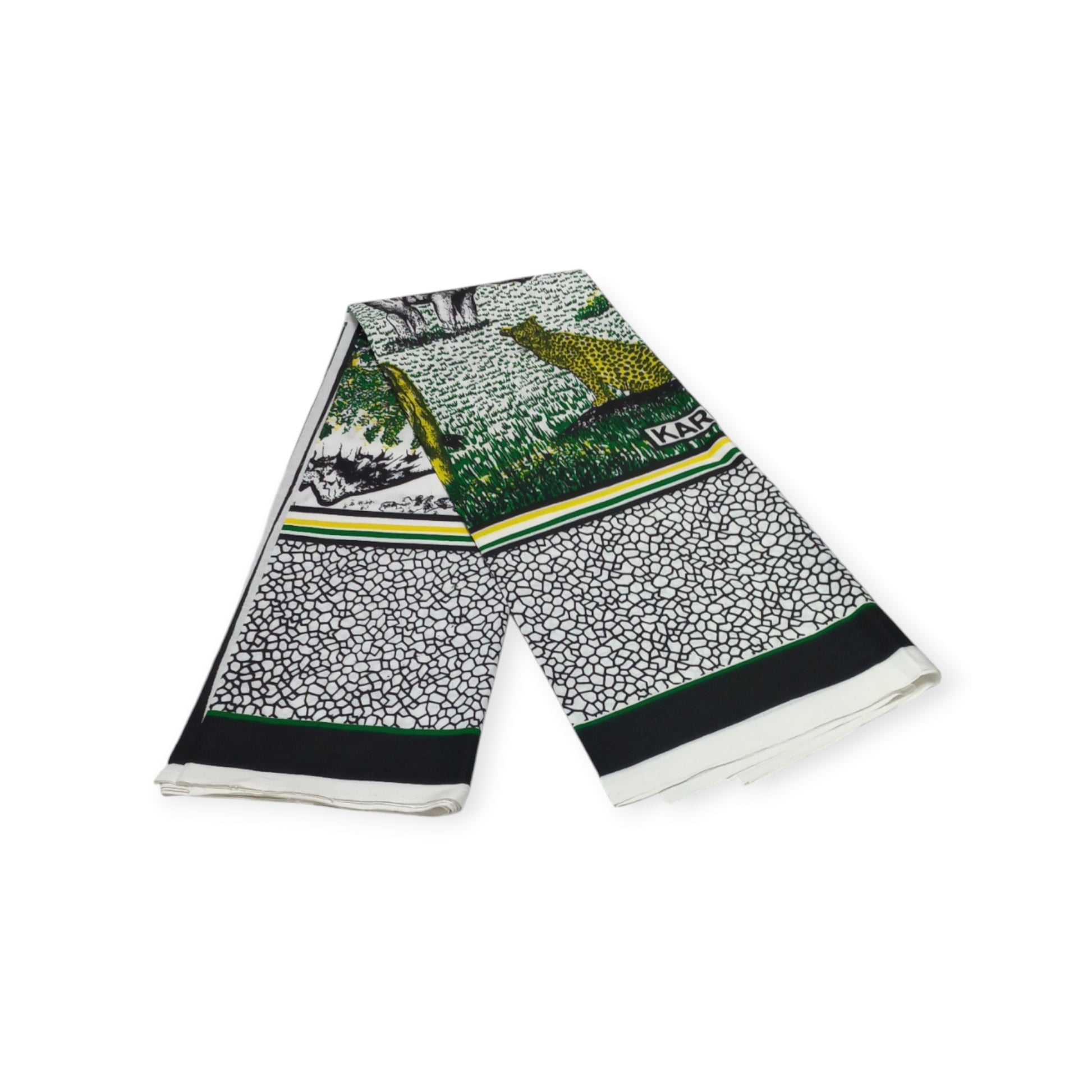Safari Theme Cotton Kanga from Rivatex - "Karibuni Mbuga Zetu" - Kenyan Textile