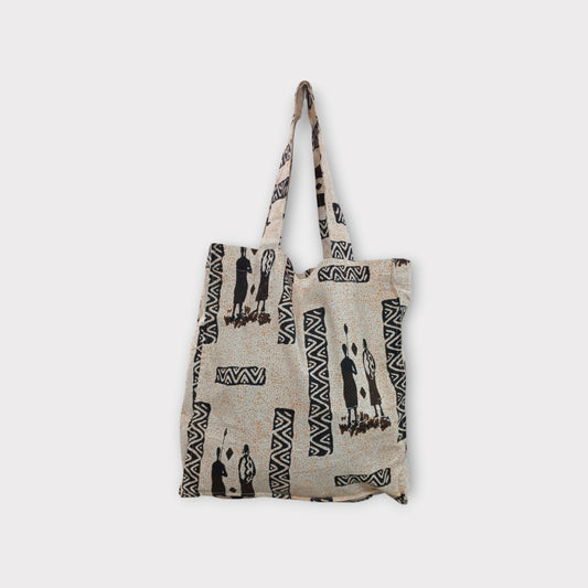 Rivatex Kenyan Cotton Tote Bag - Traditional African Print, 15x5x15 inches