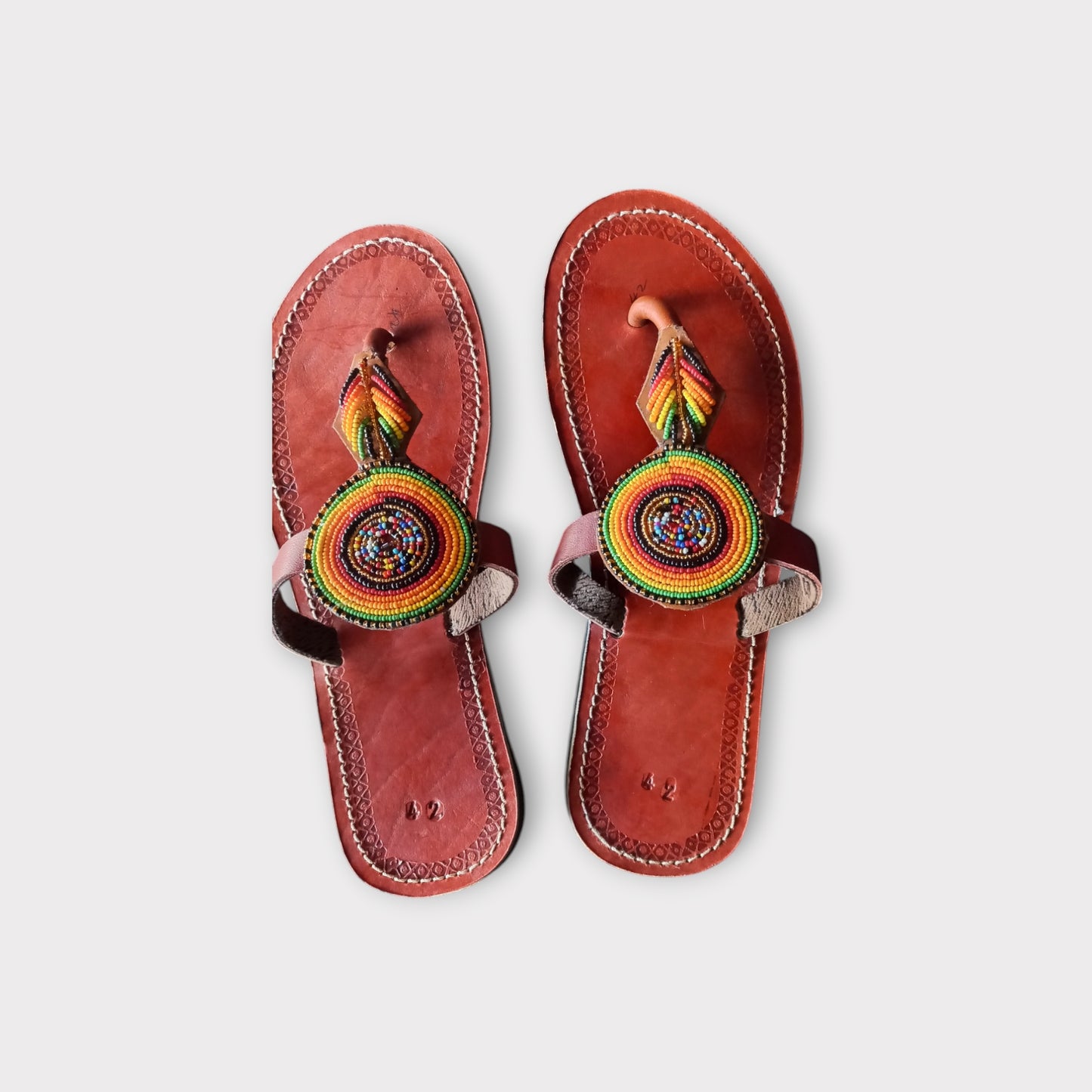 Handcrafted Maasai sandals with intricate beadwork

