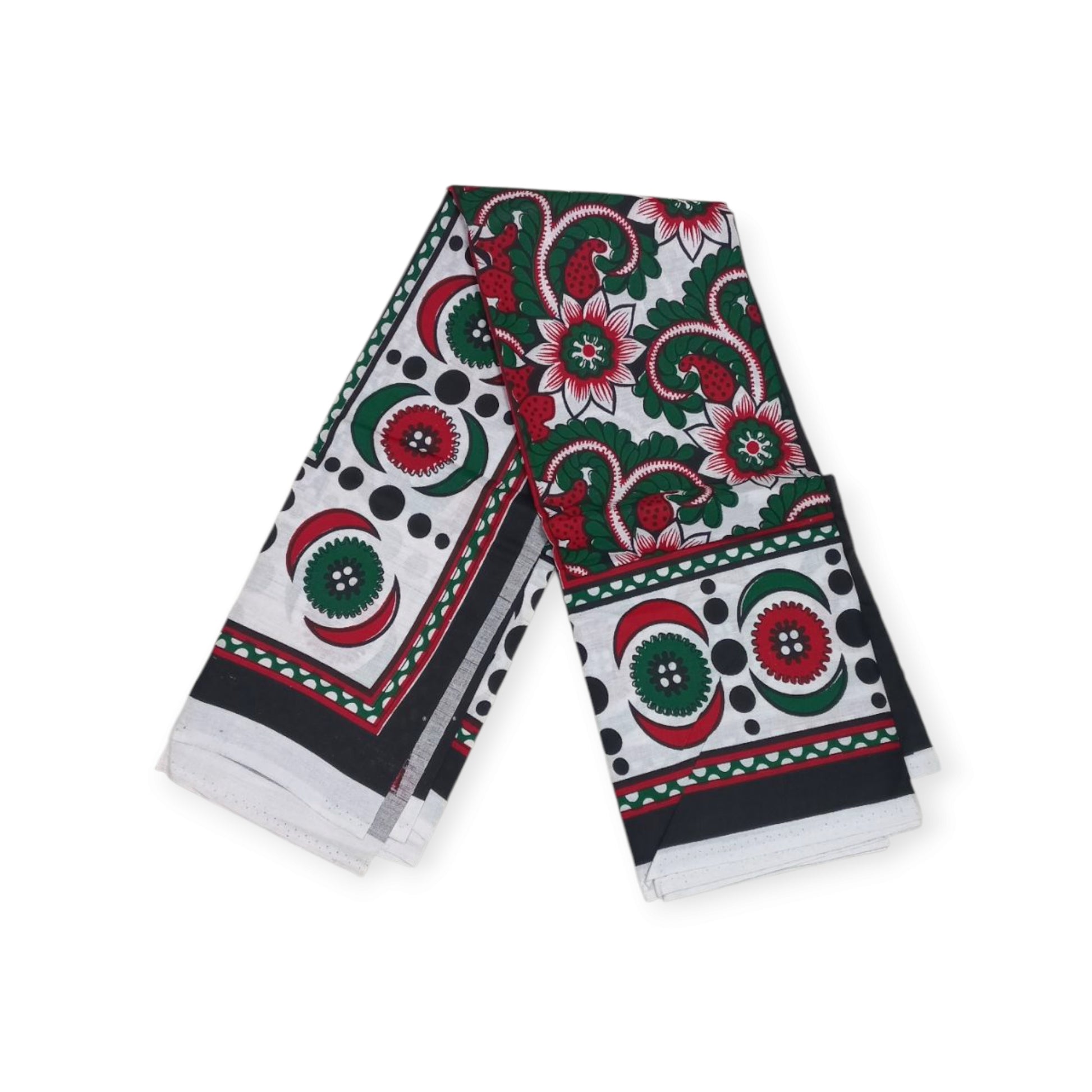 Rivatex Kenyan Leso - White Green Red Floral
