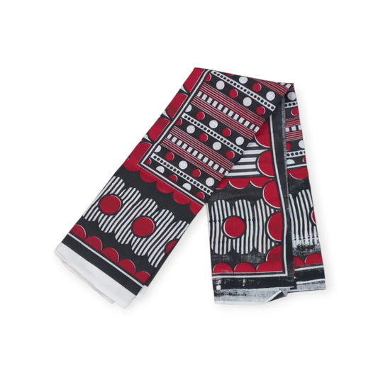 Rivatex Kenyan Leso - Black Red White Geometric