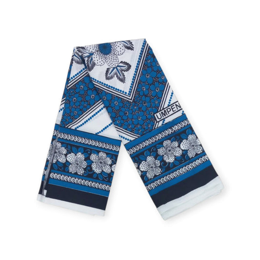 Rivatex Kenyan Leso - Blue White Floral Geometric