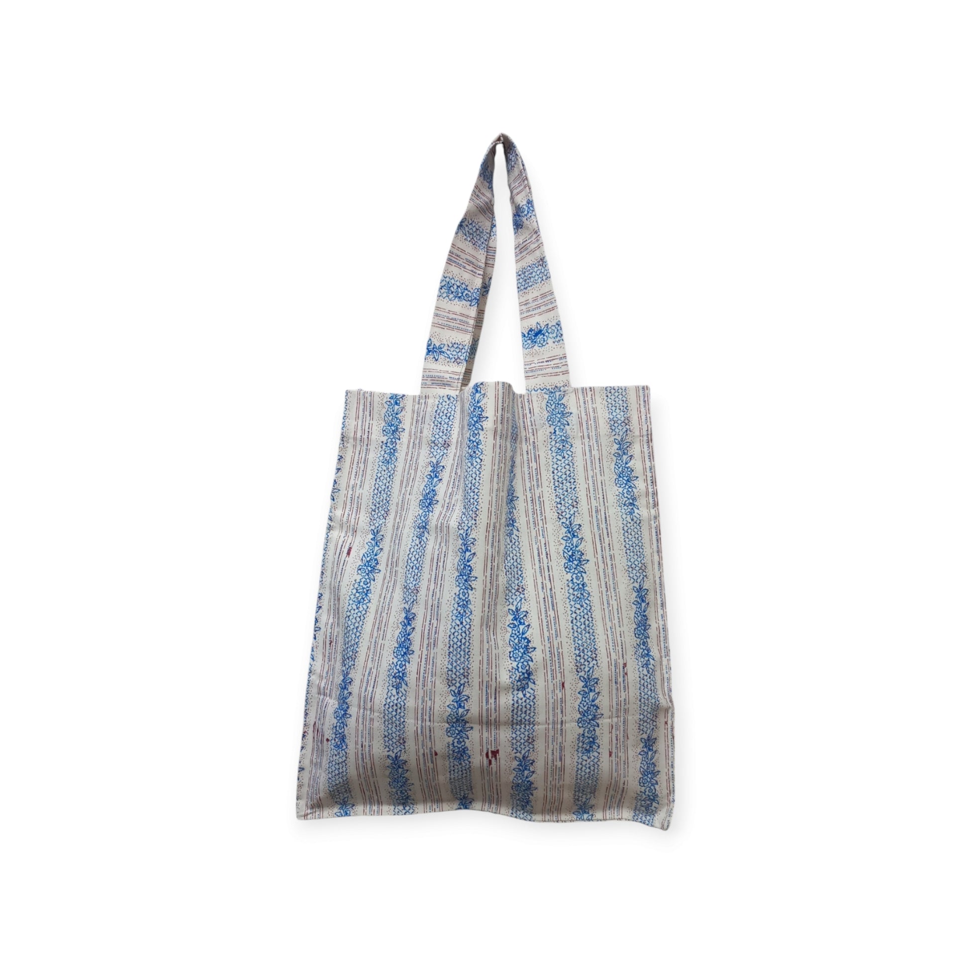 Striped Canvas Tote Bag - Blue and White